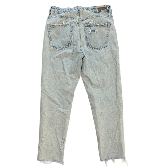 Light Wash High-Waisted Destroyed Mom Jeans in Blue - Picture 2 of 6